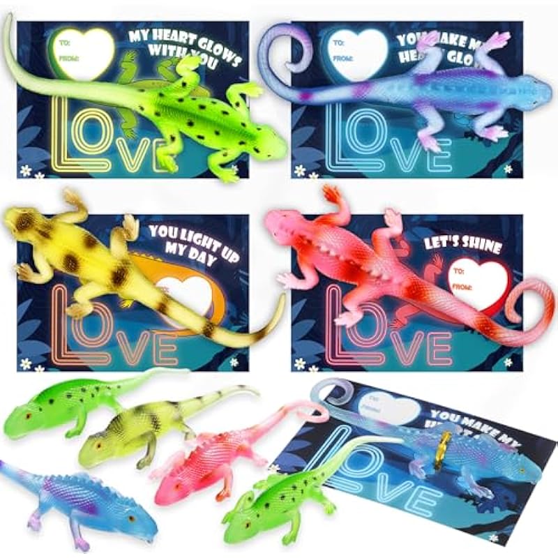 AuroTops Valentine's Day Cards with Glow in The Dark Lizards: A Must-Have for Kids!