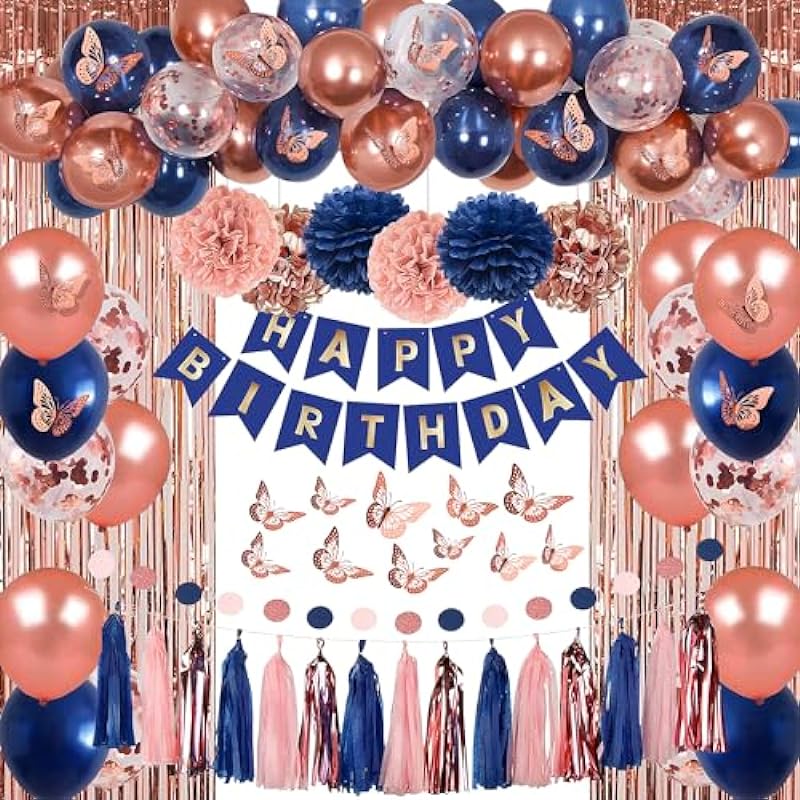 Elevating Celebrations: Rose Gold and Navy Blue Birthday Party Decorations Review