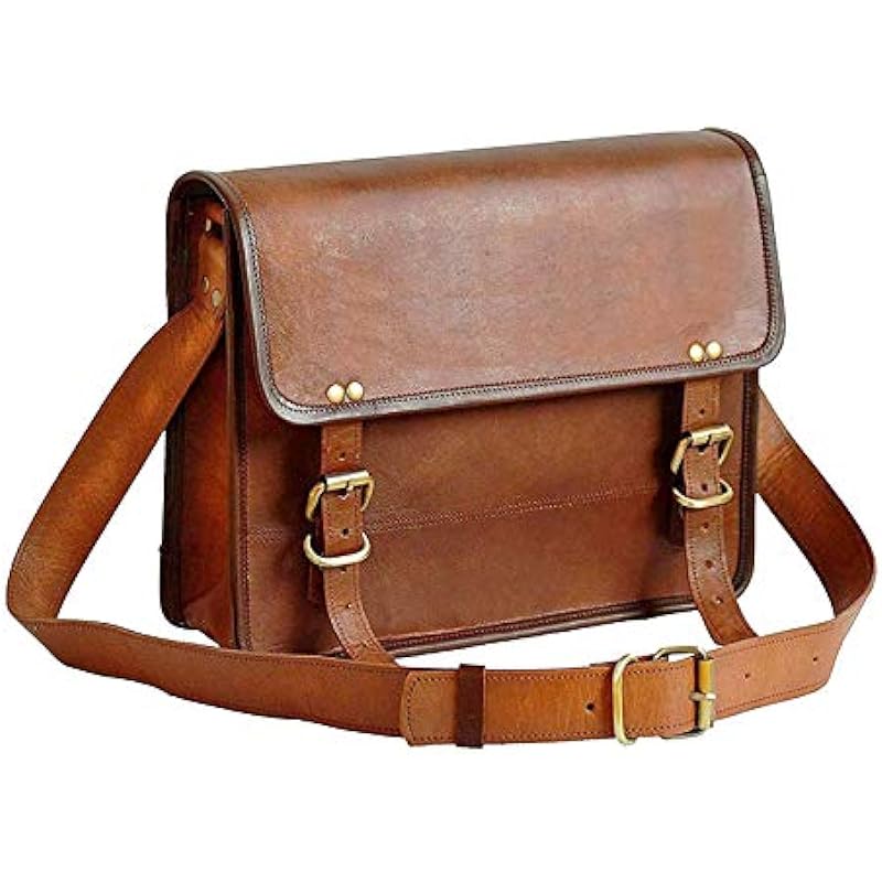 Jaald 13" Leather Messenger Bag - Vintage Style & Modern Functionality