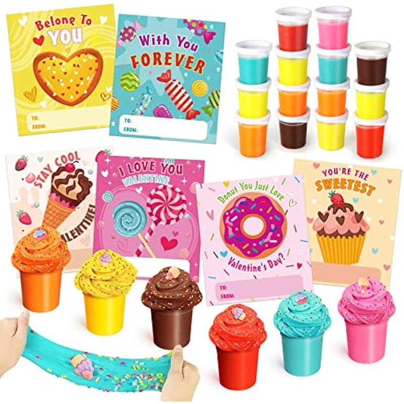 Valentine's Day Cards for Kids: 24 Set of Butter Slime - A Perfect Classroom Exchange Gift