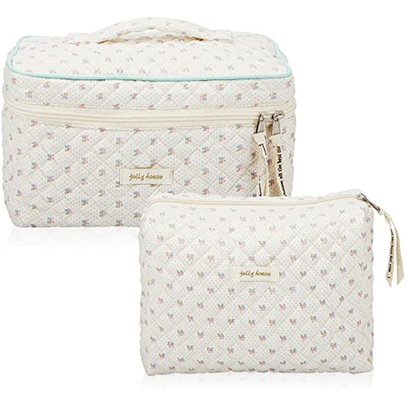 Zeyune 2 Pcs Cotton Quilted Makeup Bag Review: Stylish & Versatile