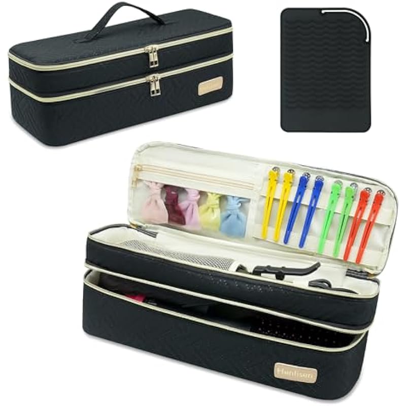 Double-layer Hair Tools Travel Bag with Heat Resistant Mat - The Ultimate Organizer