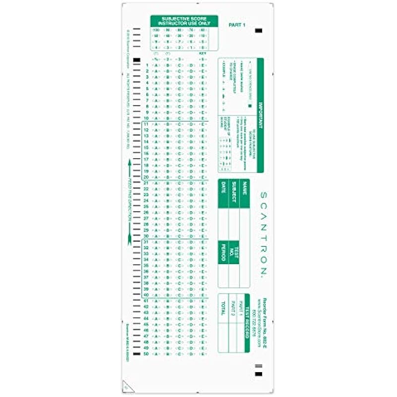 Official Scantron Brand 882-E Answer Sheet: A Comprehensive Review
