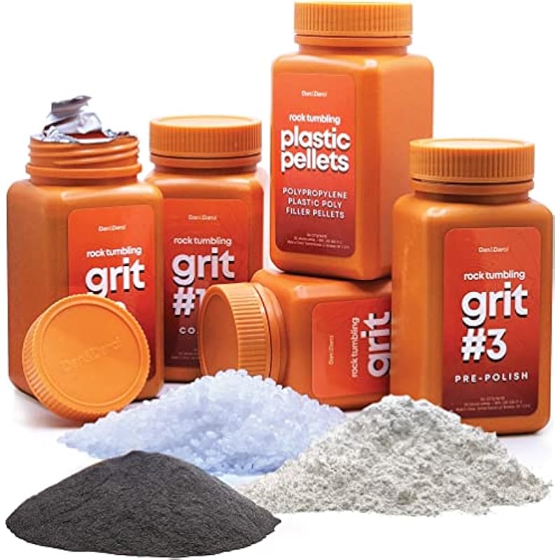 Dan&Darci Rock Tumbler Grit Refill Kit: Transform Rough Rocks into Shiny Gems