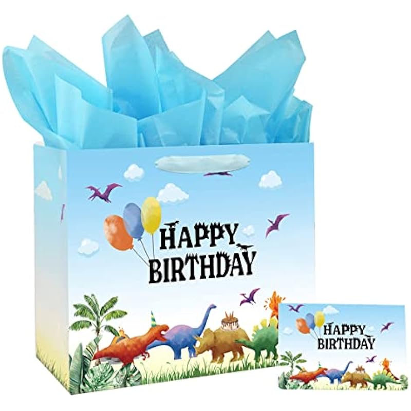 Review: 13" Large Watercolor Dinosaur Birthday Gift Bag - A Roaring Success!