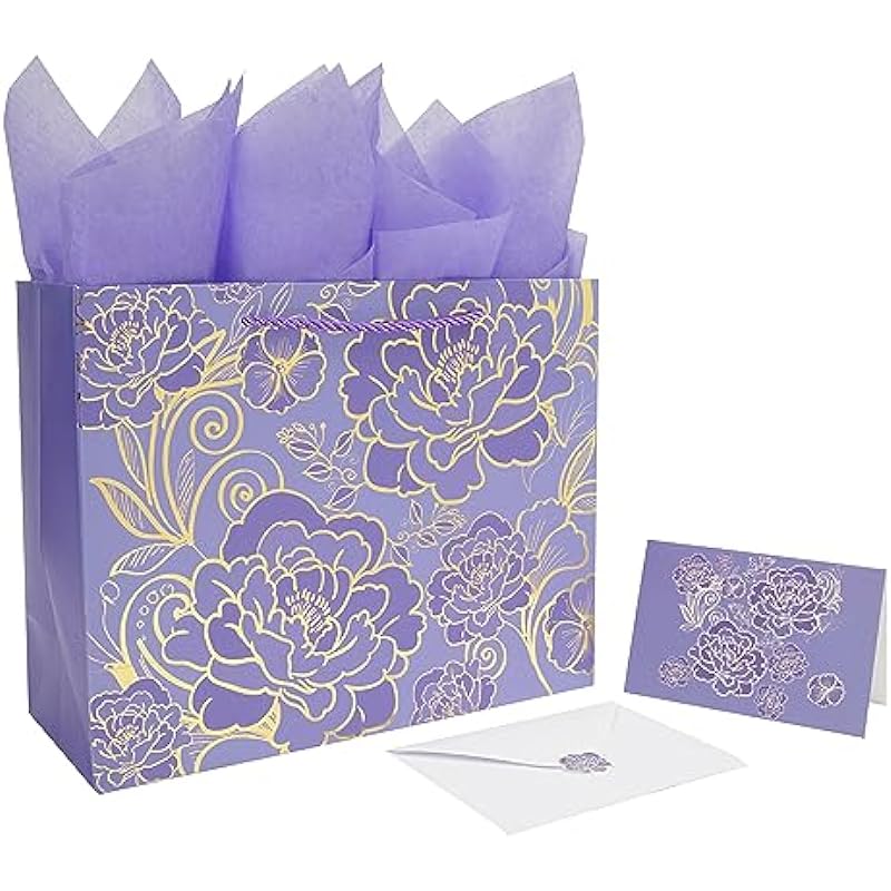 Qirrmiy 13" Large Rose Purple Gift Bag Set Review: Elegance Meets Convenience