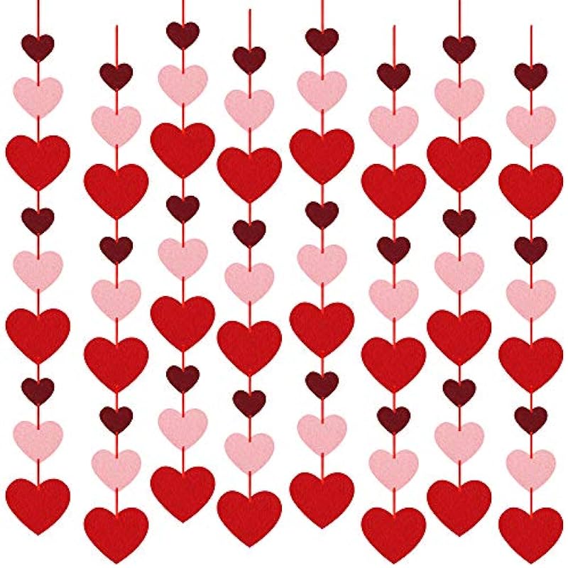 8 Packs Valentines Day Felt Heart Hanging String Garlands Review