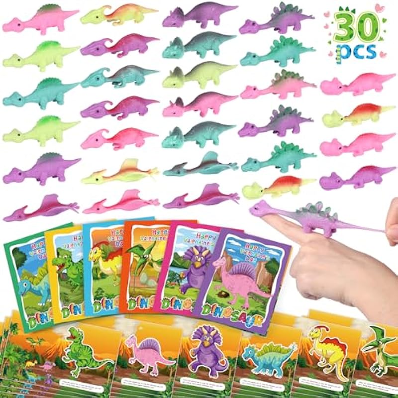 Ultimate Review: 30 Pack Valentines Day Gifts for Kids - Slingshot Dinosaur Finger Toys