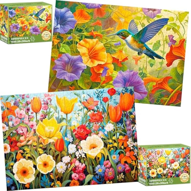 Maiqufa 2 Pack 1000 Piece Puzzles for Adults - Vibrant & Challenging