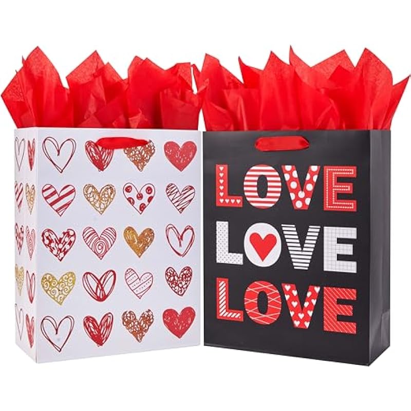SUNCOLOR 2 Pack 13" Large Valentines Day Gift Bags Review: Perfect for Every Occasion