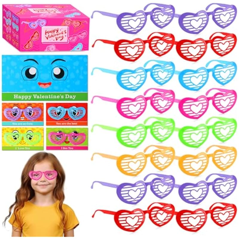 BSTDECOR Valentines Cards for Kids with Heart Glasses Review