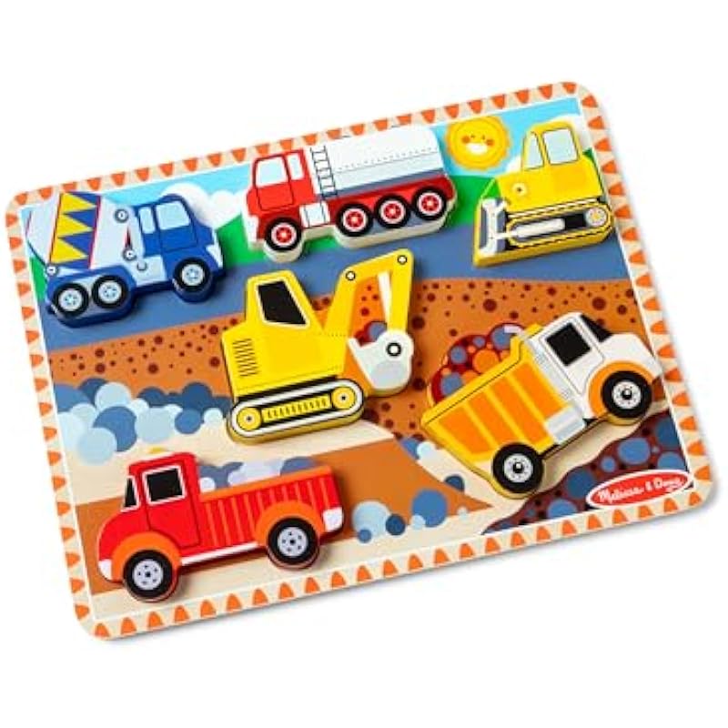 Melissa & Doug Construction Vehicles Wooden Chunky Puzzle Review