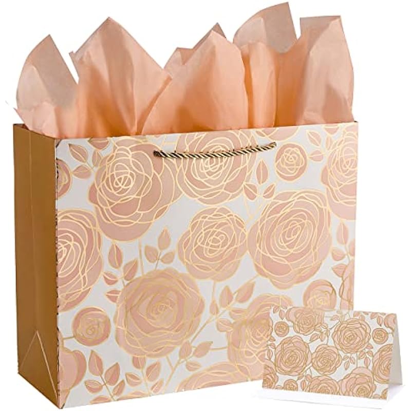 SUNCOLOR 13" Rose Gold Large Gift Bag: Elevating Gift-Giving to an Art