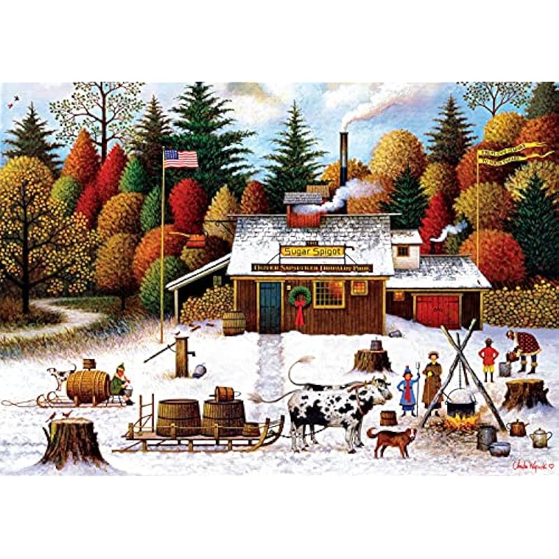 Buffalo Games - Charles Wysocki Puzzle Review: Vermont Maple Tree Tappers