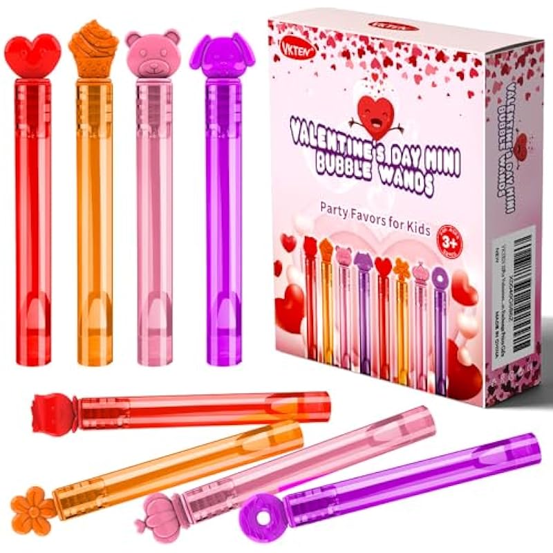 VKTEN 32Pcs Valentines Day Mini Bubble Wands: The Perfect Party Favor for Kids
