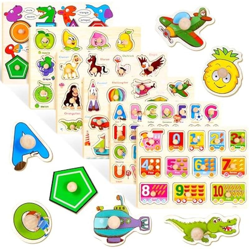 6 Pack Wooden Peg Puzzles Set for Toddlers: A Comprehensive Review