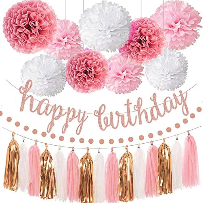 OuMuaMua Pink Rose Gold Birthday Party Decorations Set Review